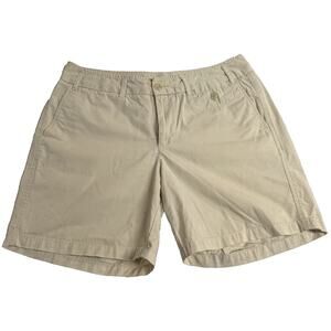 Dockers Casual Button Zip Chino Shorts Women's Size 8 Beige MID RISE